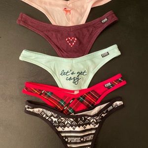 NWT Victoria secret PINK thongs holiday pack of 5